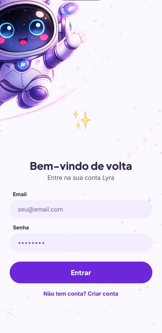 Lyra app login screen