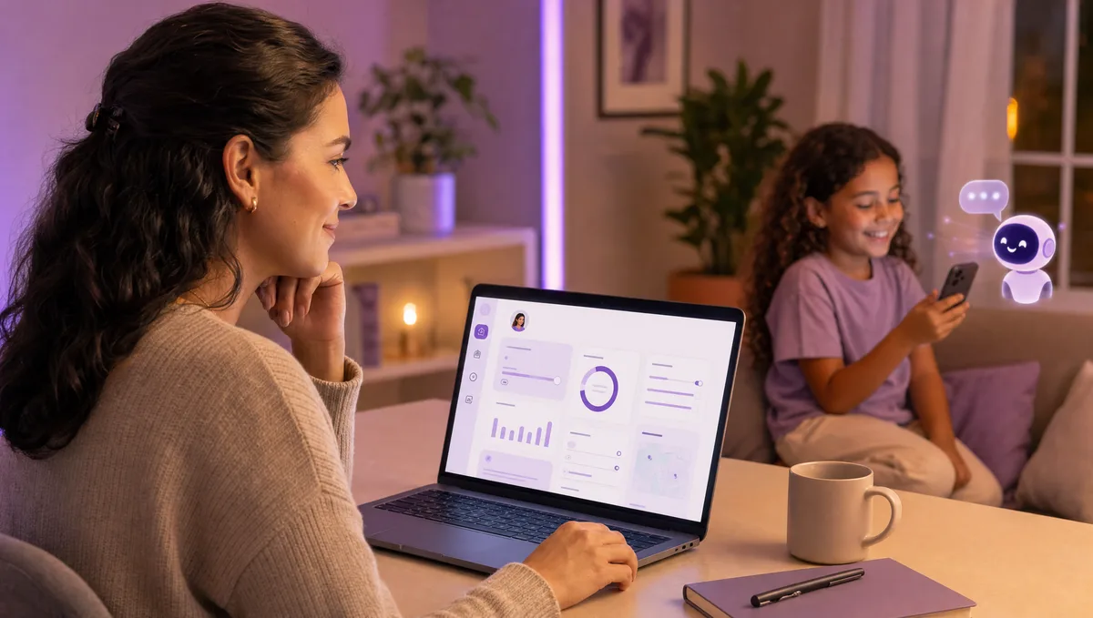 Lyra Kids AI parental control dashboard showing reports and settings