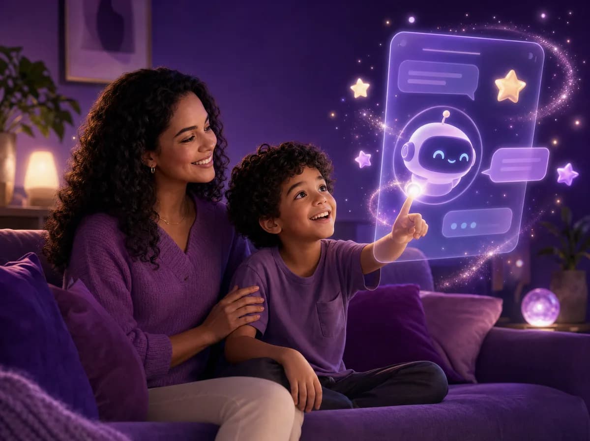 Family using Lyra Kids AI together at home